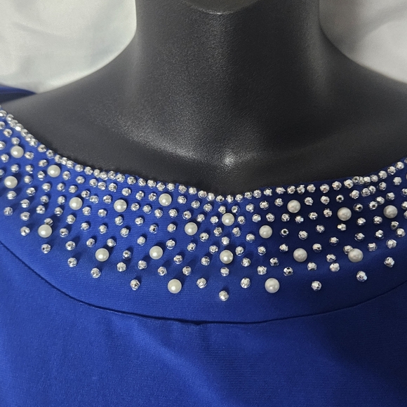 Tiana B. Royal Blue Blouse with Embellished Neckline - Picture 2 of 2
